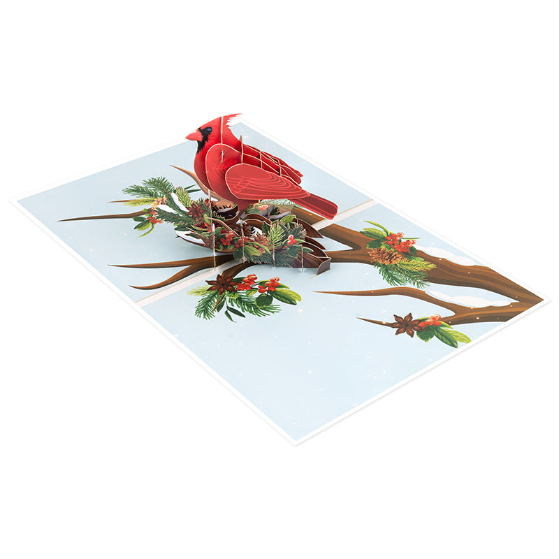 Cardinal on Pine Boughs 3D Greeting Card