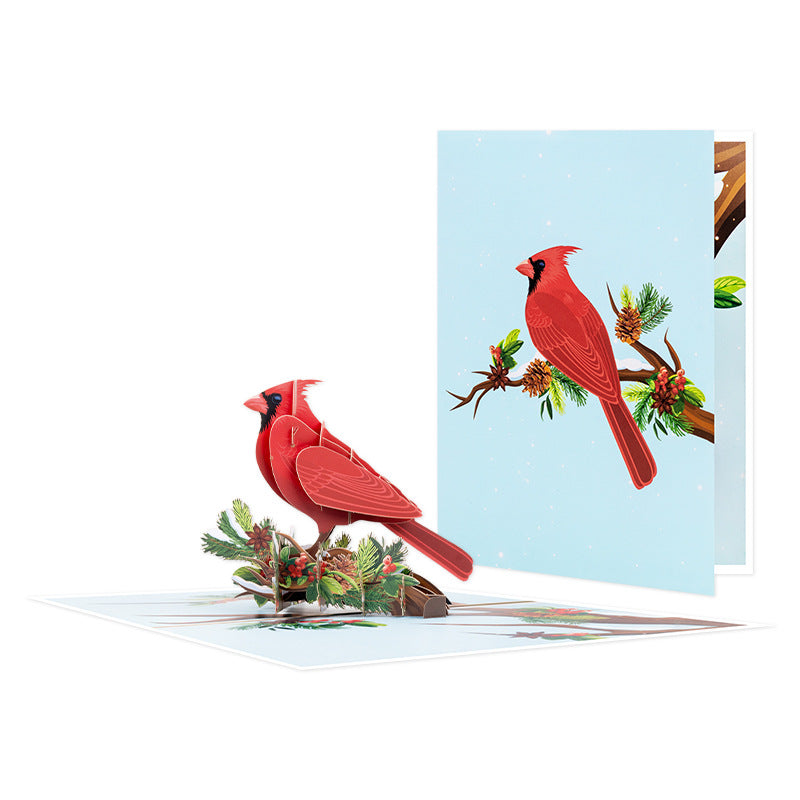 Cardinal on Pine Boughs 3D Greeting Card