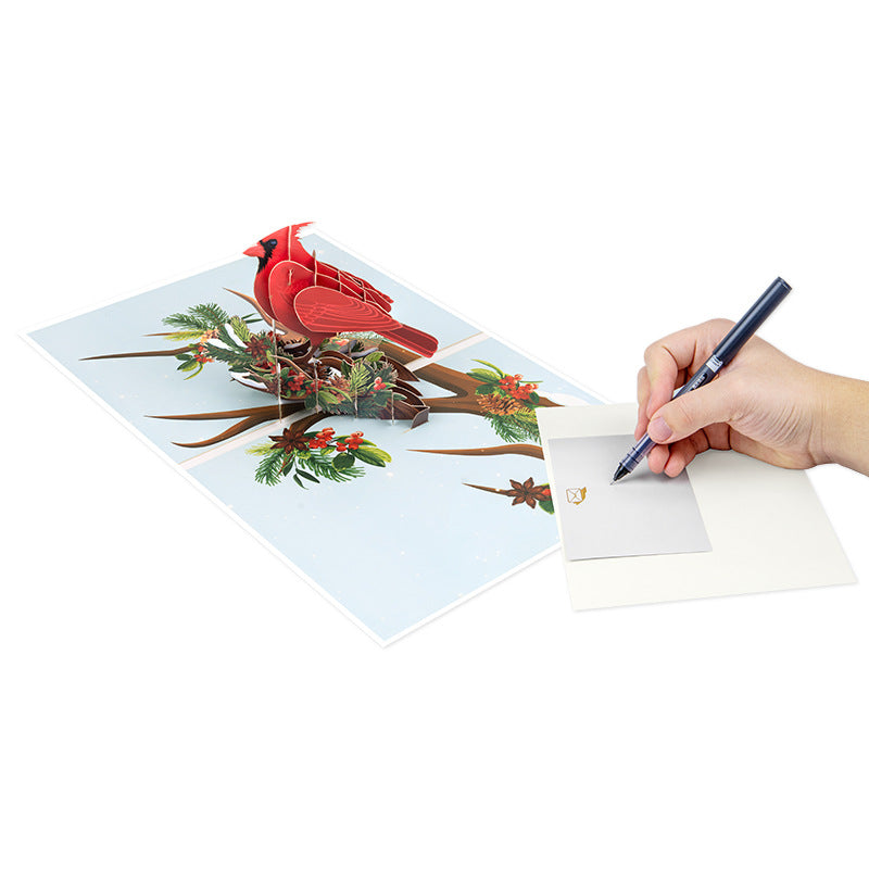 Cardinal on Pine Boughs 3D Greeting Card