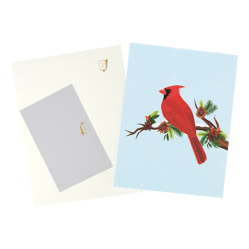 Cardinal on Pine Boughs 3D Greeting Card