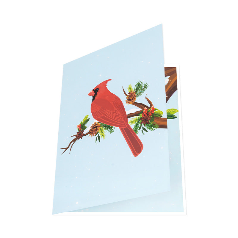 Cardinal on Pine Boughs 3D Greeting Card