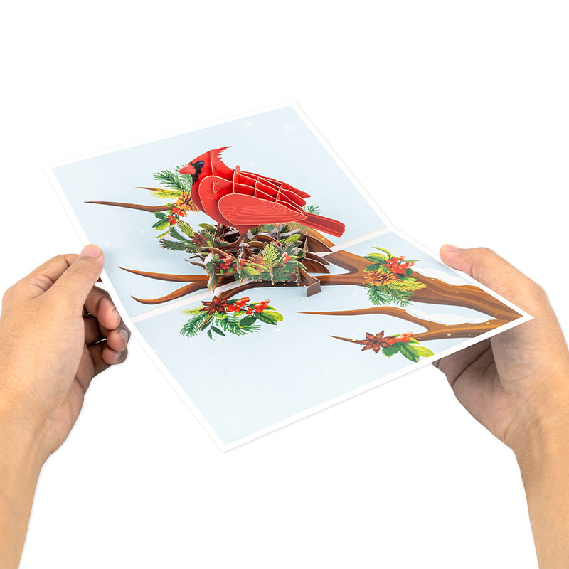 Cardinal on Pine Boughs 3D Greeting Card