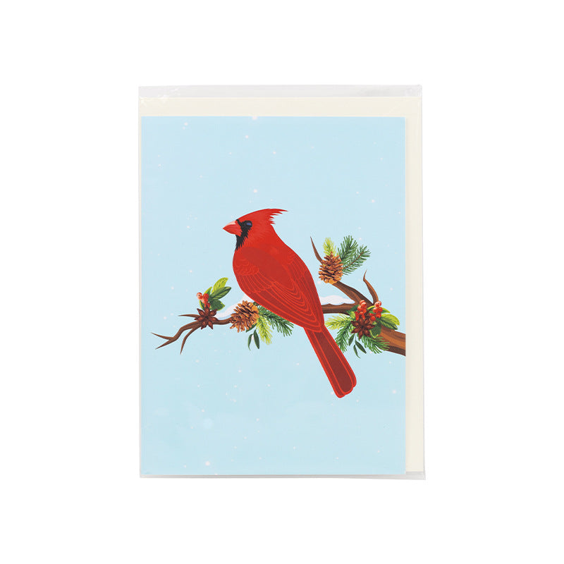 Cardinal on Pine Boughs 3D Greeting Card