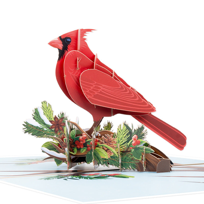 Cardinal on Pine Boughs 3D Greeting Card