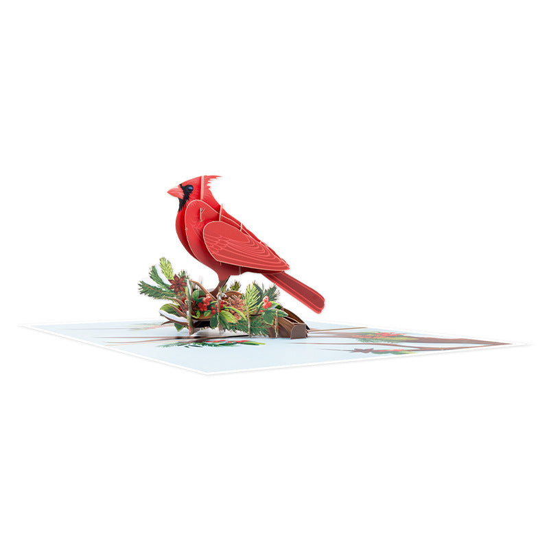 Cardinal on Pine Boughs 3D Greeting Card