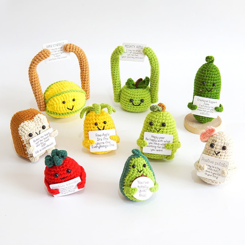 Creative Crocheted Potato Aritificial Vegetable—Handcrafted Funny Expression/Animals Yarn Ornament