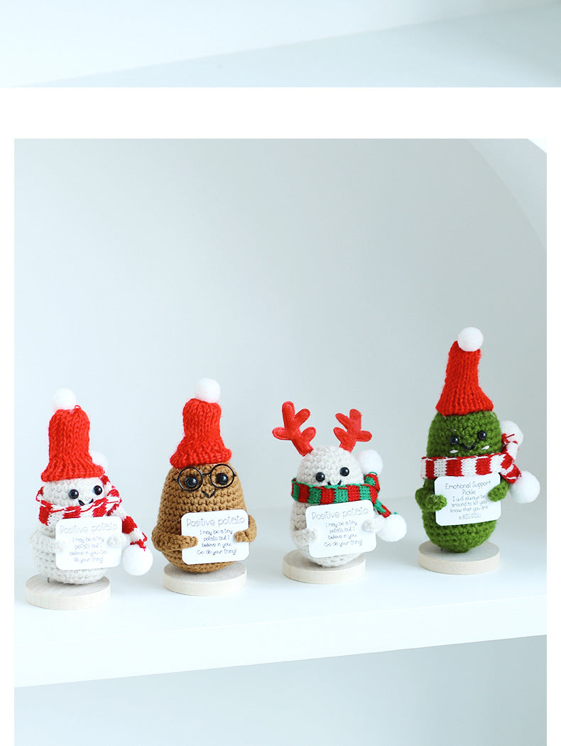 Creative Crocheted Potato Aritificial Vegetable—Handcrafted Funny Expression/Animals Yarn Ornament