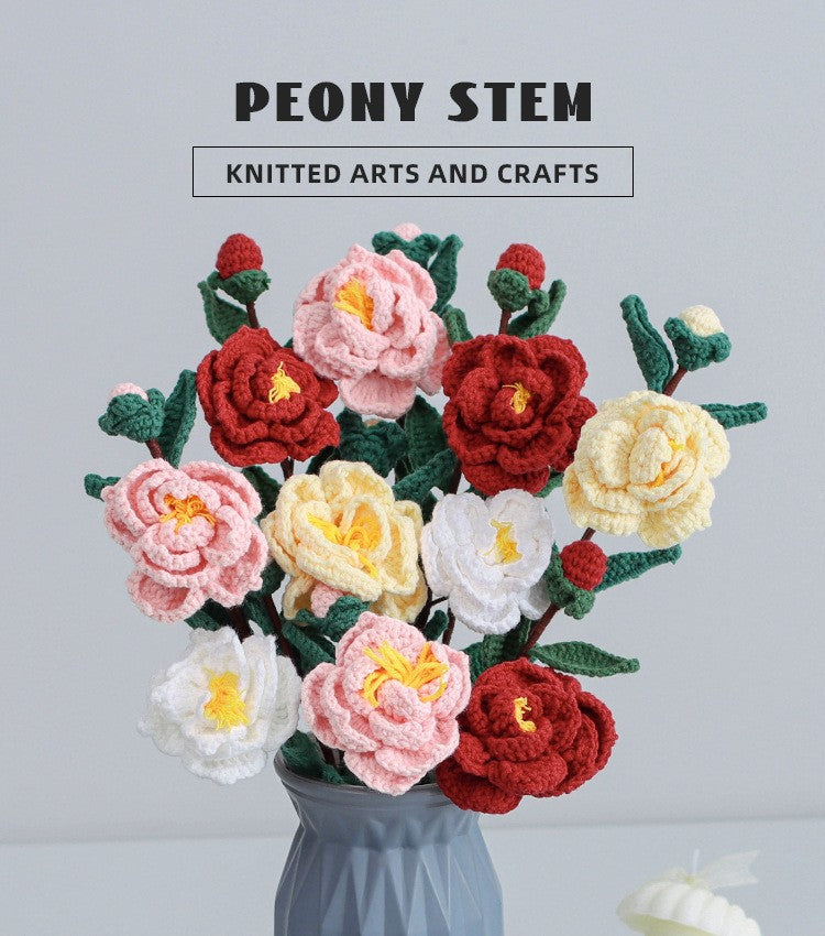 Handmade Crocheted Artificial Flowers—Everlasting  Lotus and Peony Bouquet