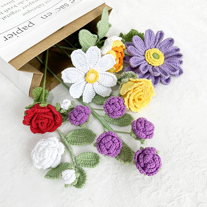 Handmade Crocheted Artificial Flowers—Everlasting  Lotus and Peony Bouquet