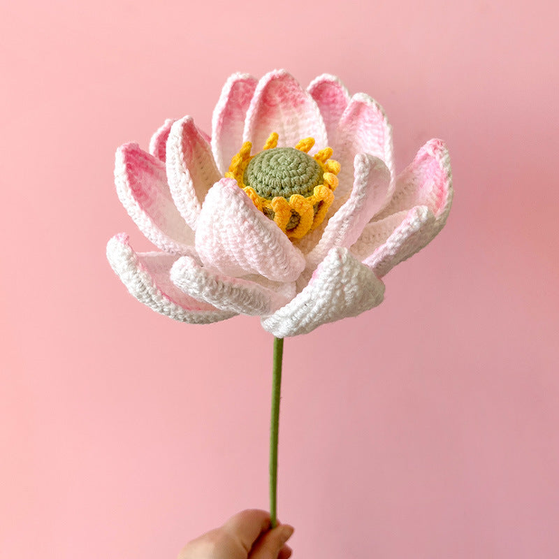 Handmade Crocheted Artificial Flowers—Everlasting  Lotus and Peony Bouquet