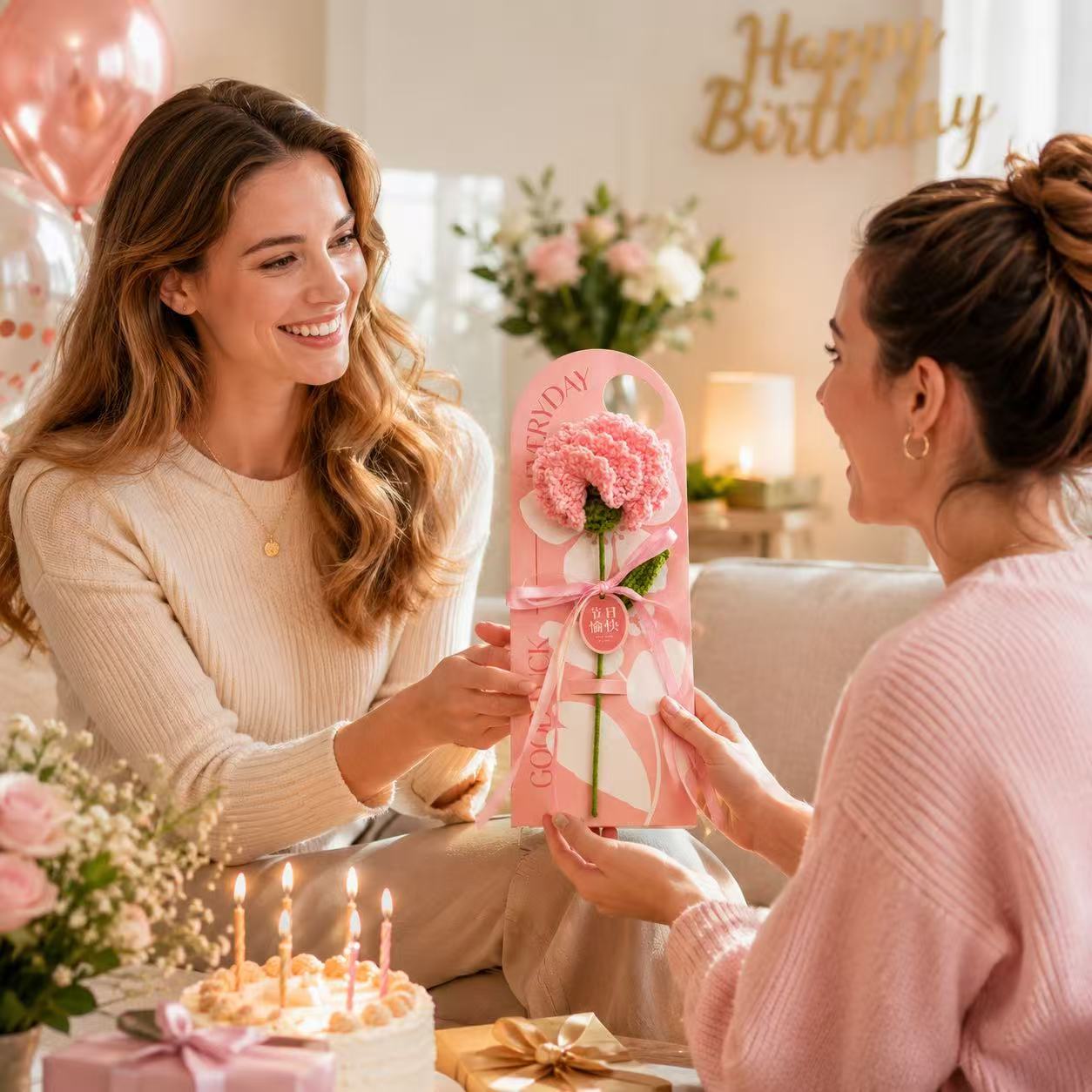 Crocheted Floral Arrangements,  Smiling Sunflowers, Roses, Carnations, Tulips Artificial Decorative Flowers for the Living Room