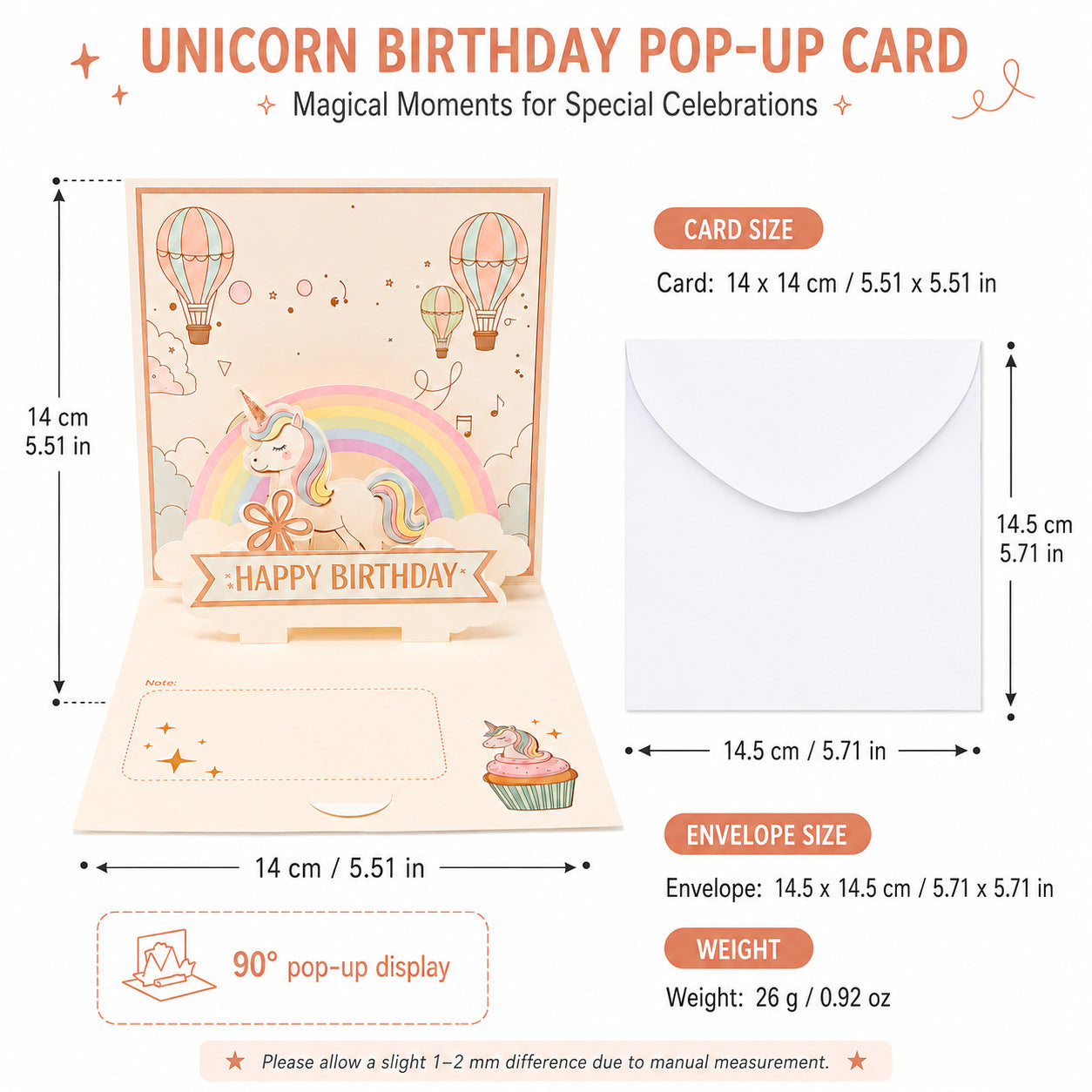 Wholesale Cute & Minimalist 3D Pop-Up Happy Birthday Card Featuring Unicorn Dinosaur Animal / Cartoon/ Flowers Patterns with Envelope