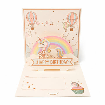 Wholesale Cute & Minimalist 3D Pop-Up Happy Birthday Card Featuring Unicorn Dinosaur Animal / Cartoon/ Flowers Patterns with Envelope