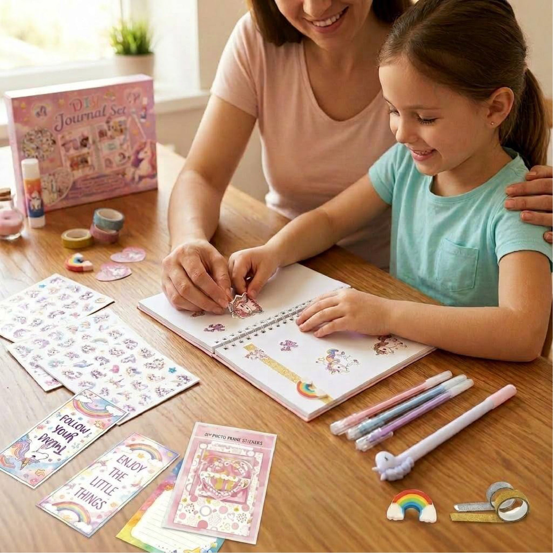DIY Unicorn & Rainbow Scrapbook Diary Set – Purple Kit for Kids (Ages 4+) – Gift