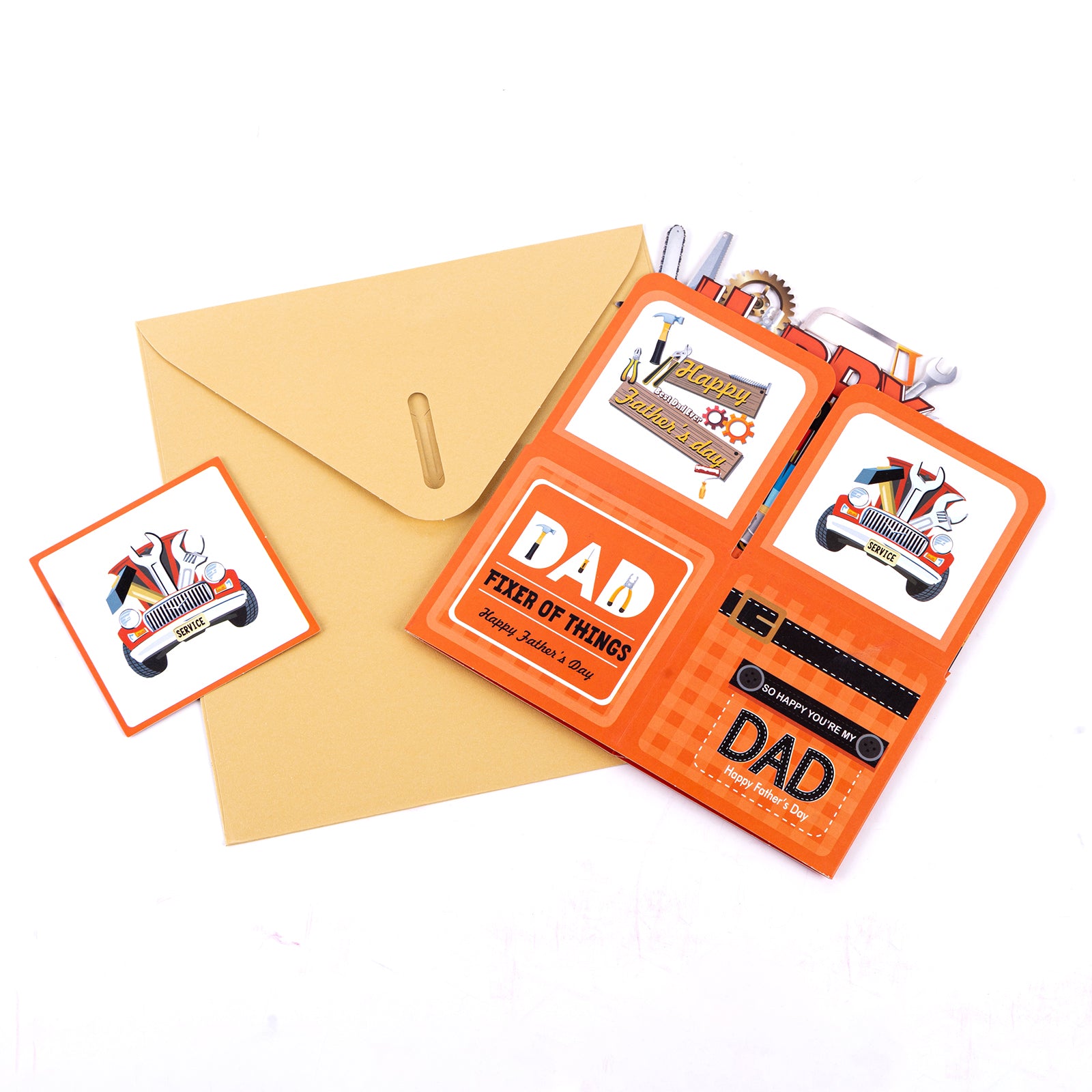Thksyo Funny Happy Father's Day Pop Up Greeting Cards, Sweet 3D Fathers Day Card from Wife/Son/Daughter, Best Gifts for Father/ Husband/ Him/ Dad