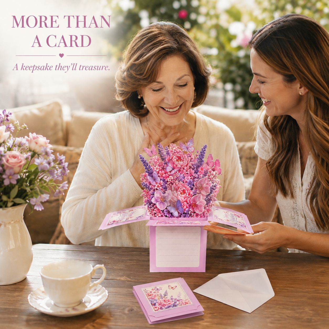 Delicate Butterfly Layered Floral Cards for Girlfriend/ Wife/ Girl, Women Birthday Card
