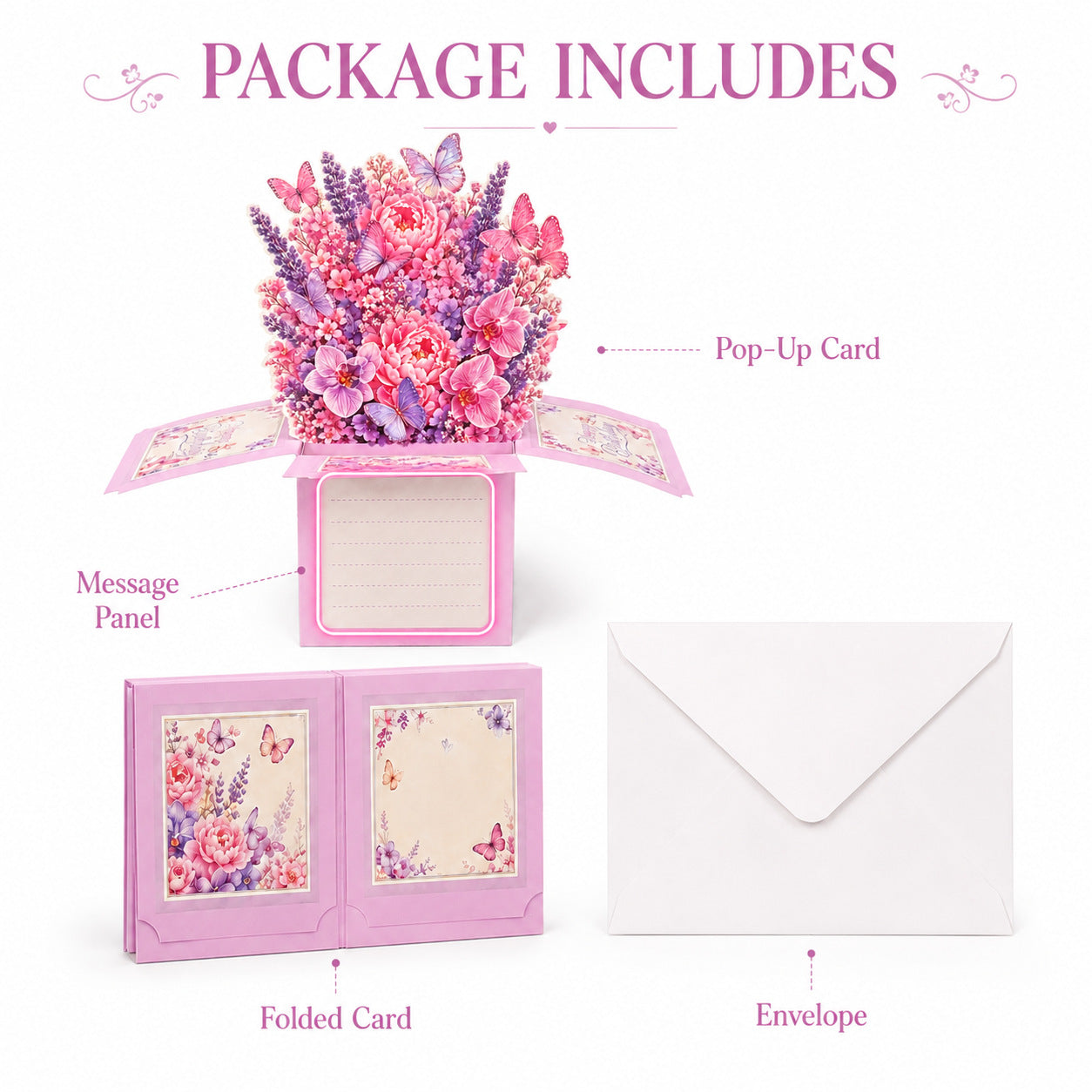 Delicate Butterfly Layered Floral Cards for Girlfriend/ Wife/ Girl, Women Birthday Card