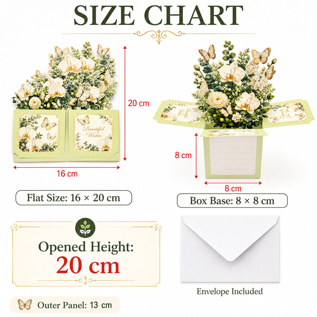 Delicate Butterfly Layered Floral Cards for Girlfriend/ Wife/ Girl, Women Birthday Card