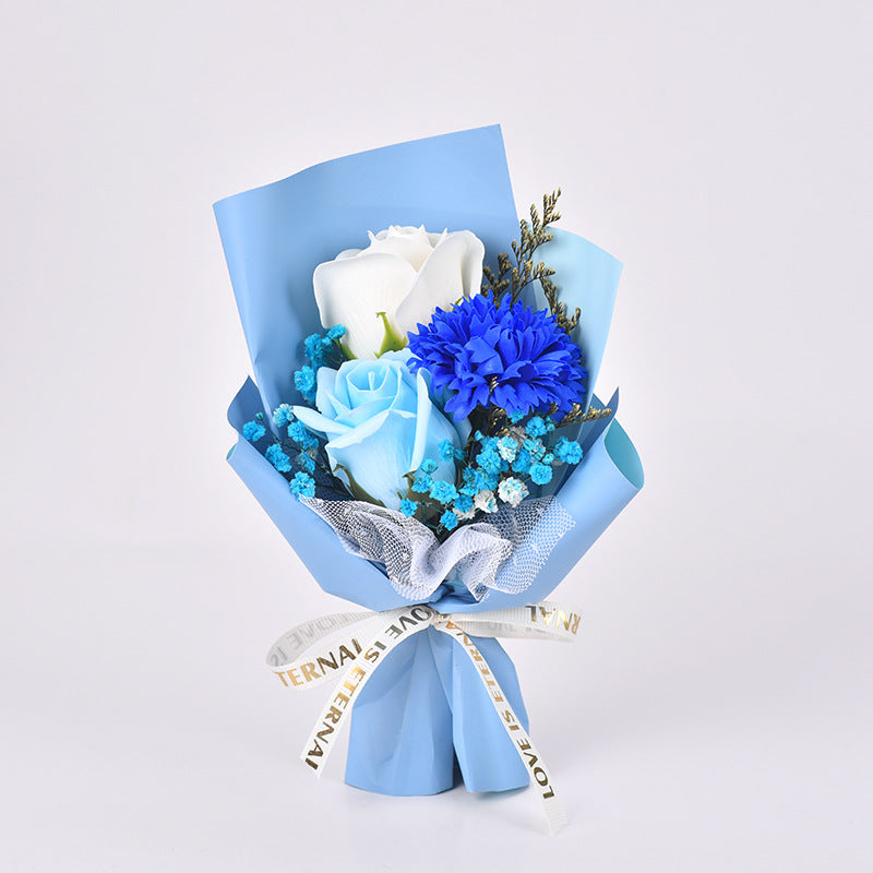 Everlasting Soap Flower Bouquet with Rose & Carnation | Handmade Preserved Flower Gift for Mother, Teacher, Birthday & Loved Ones