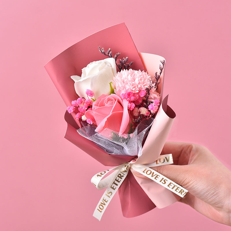 Everlasting Soap Flower Bouquet with Rose & Carnation | Handmade Preserved Flower Gift for Mother, Teacher, Birthday & Loved Ones