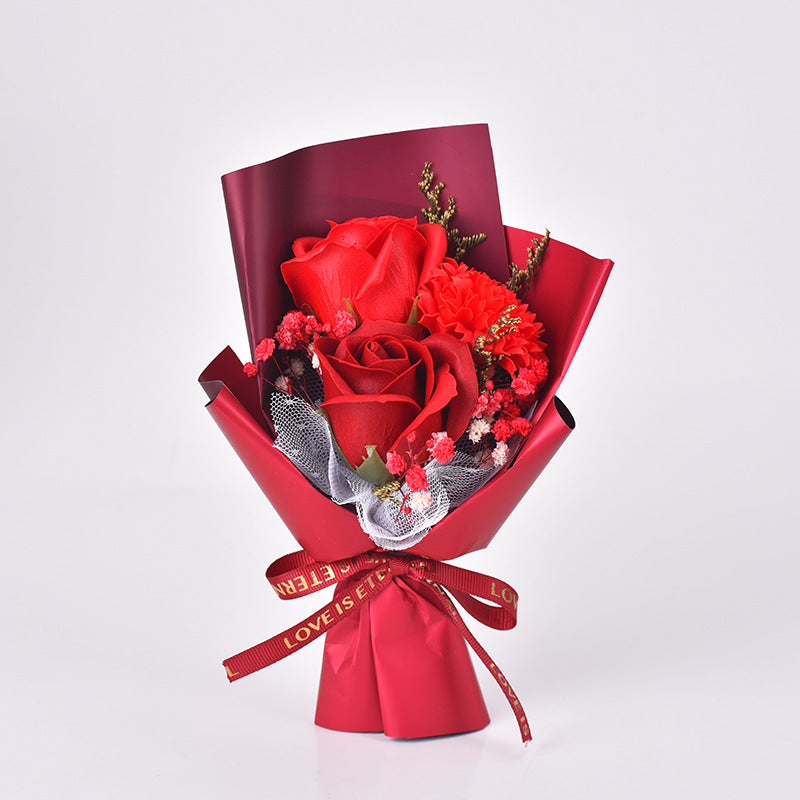 Everlasting Soap Flower Bouquet with Rose & Carnation | Handmade Preserved Flower Gift for Mother, Teacher, Birthday & Loved Ones