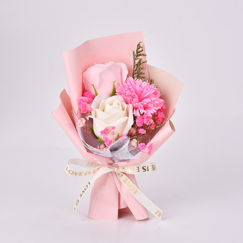 Everlasting Soap Flower Bouquet with Rose & Carnation | Handmade Preserved Flower Gift for Mother, Teacher, Birthday & Loved Ones