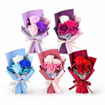 Everlasting Soap Flower Bouquet with Rose & Carnation | Handmade Preserved Flower Gift for Mother, Teacher, Birthday & Loved Ones