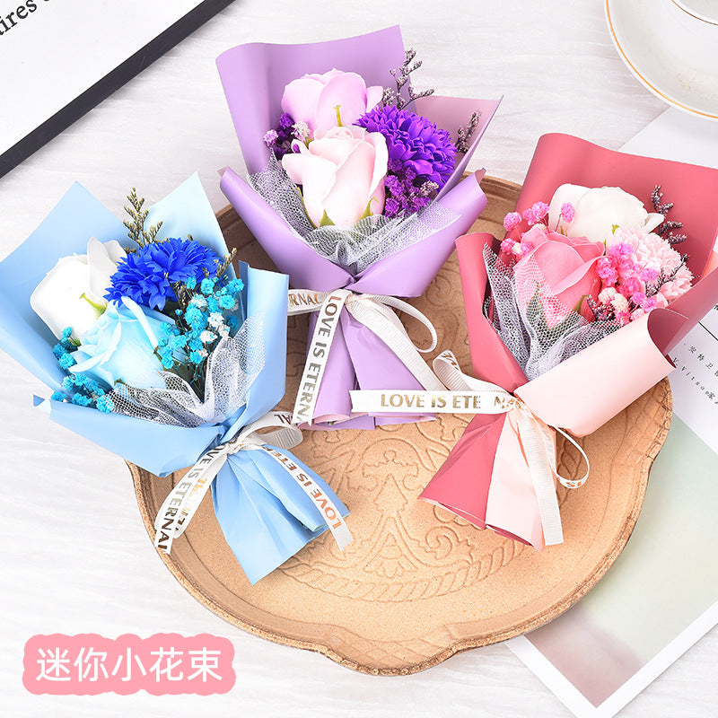 Everlasting Soap Flower Bouquet with Rose & Carnation | Handmade Preserved Flower Gift for Mother, Teacher, Birthday & Loved Ones