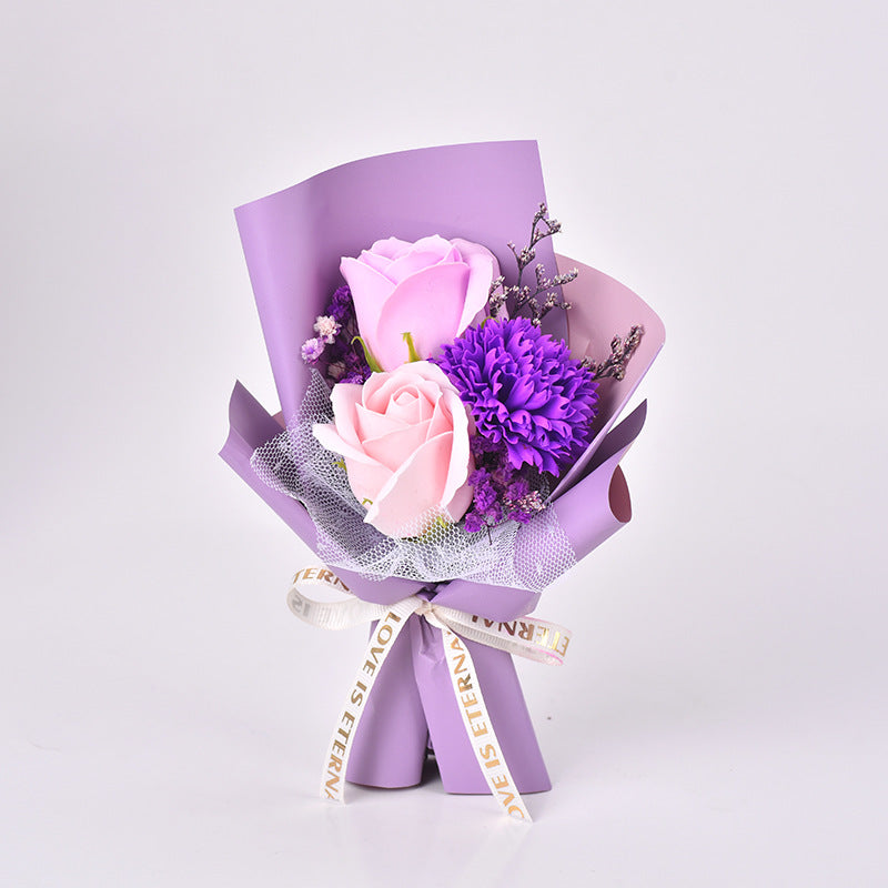 Everlasting Soap Flower Bouquet with Rose & Carnation | Handmade Preserved Flower Gift for Mother, Teacher, Birthday & Loved Ones