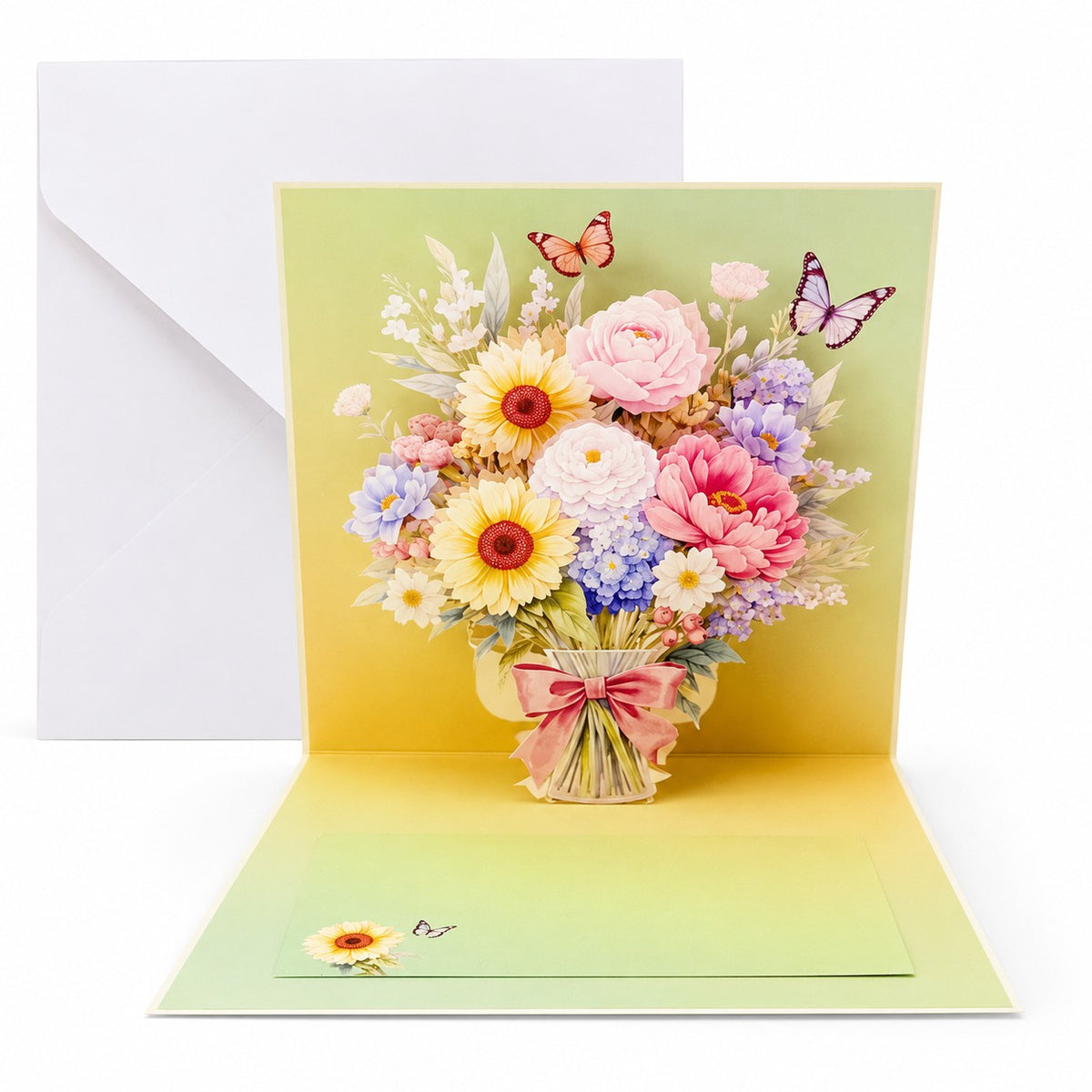3D Floral Bouquet Pop-Up Greeting Cards Set (4-Pack)
