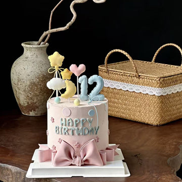 Fondant-style Number Macaron Cake Topper – Baking Decoration, Cake Ornament, Birthday Party Decor