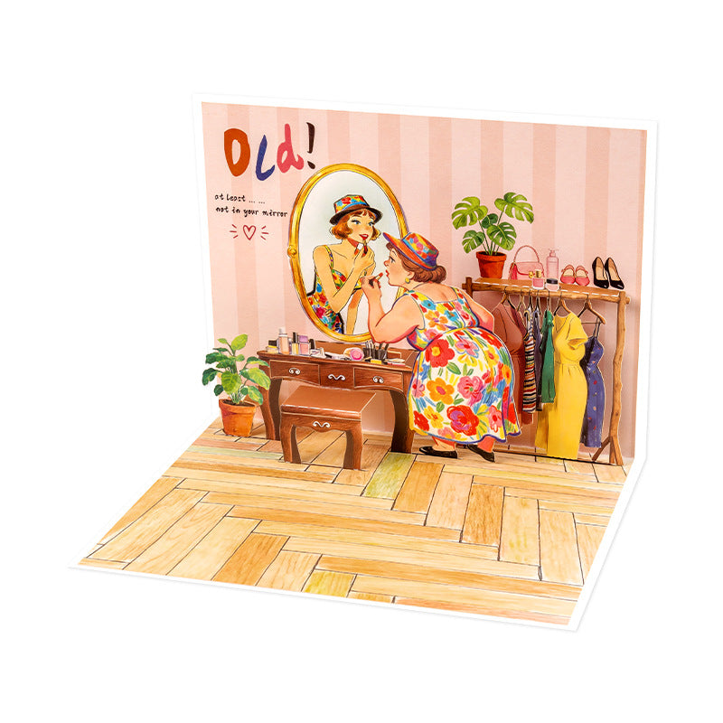 Funny 90° 3D Pop-Up Birthday Card for Women