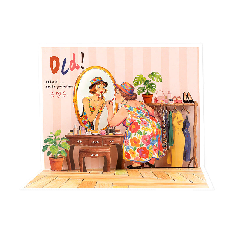 Funny 90° 3D Pop-Up Birthday Card for Women