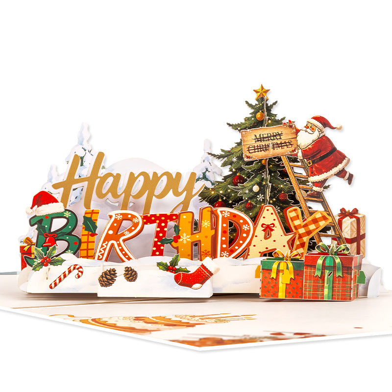 Funny Christmas Theme 3D Birthday Card