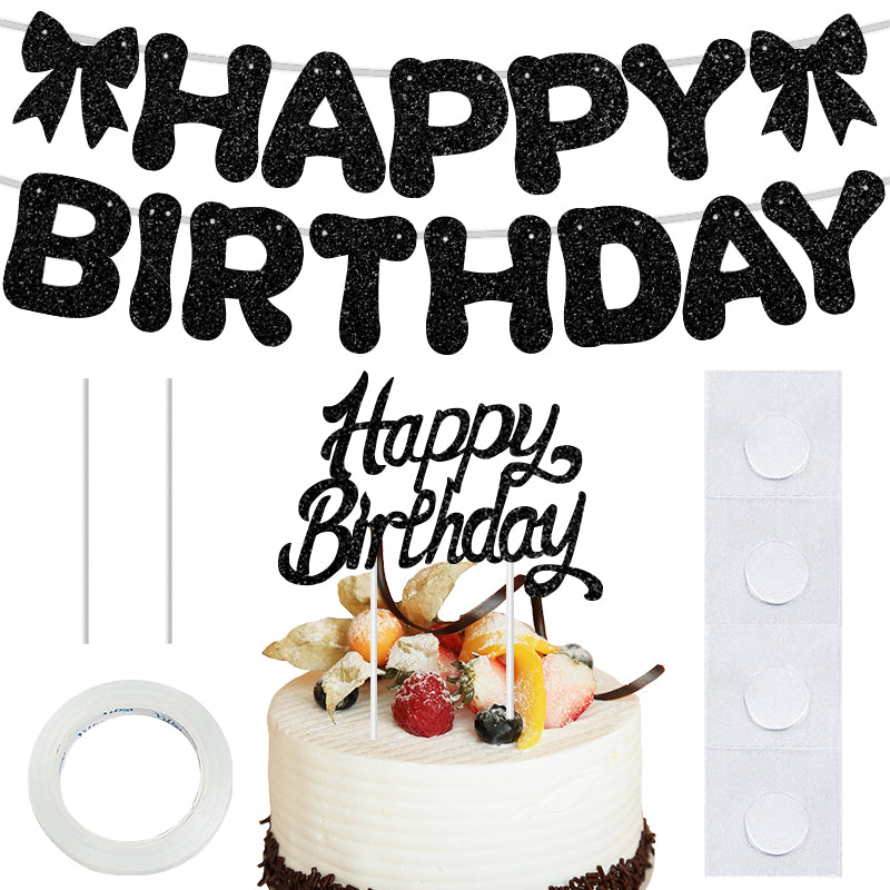 All-in-One Birthday Decoration Kit with Balloon Garland, 32-Inch Number Balloons, Happy Birthday Banner & Cake Topper – Black, Green & Gold Party Set