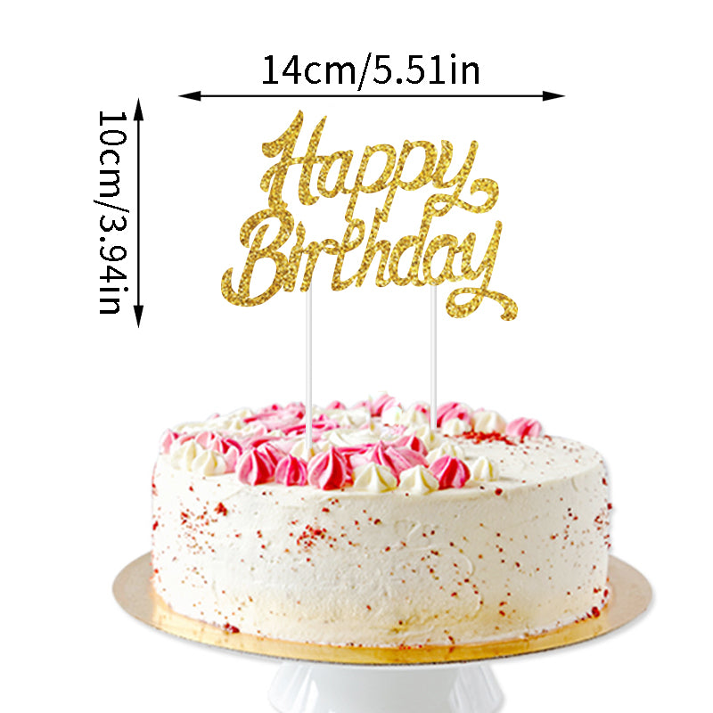 Premium Glitter Happy Birthday Banner & Cake Topper Set – Sparkly Cursive Letter Garland Party Decorations