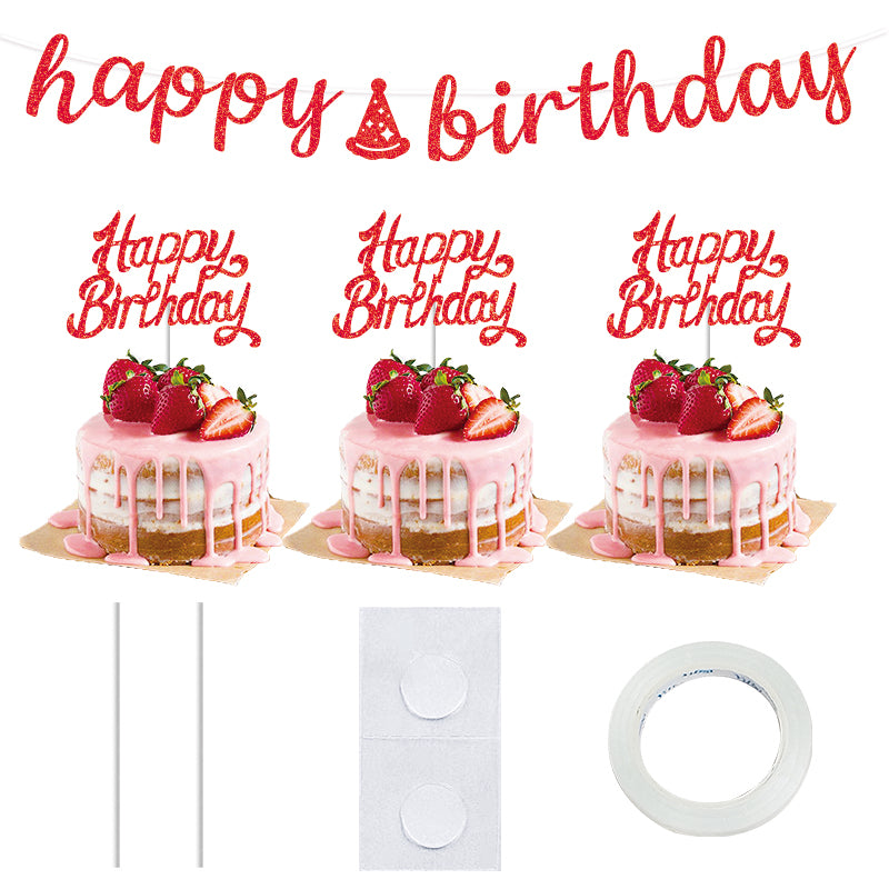 All-in-One Rose Red Birthday Decoration Kit with Balloon Garland, 32-Inch Number Balloons, Happy Birthday Banner & Cake Topper Party Set（副本）