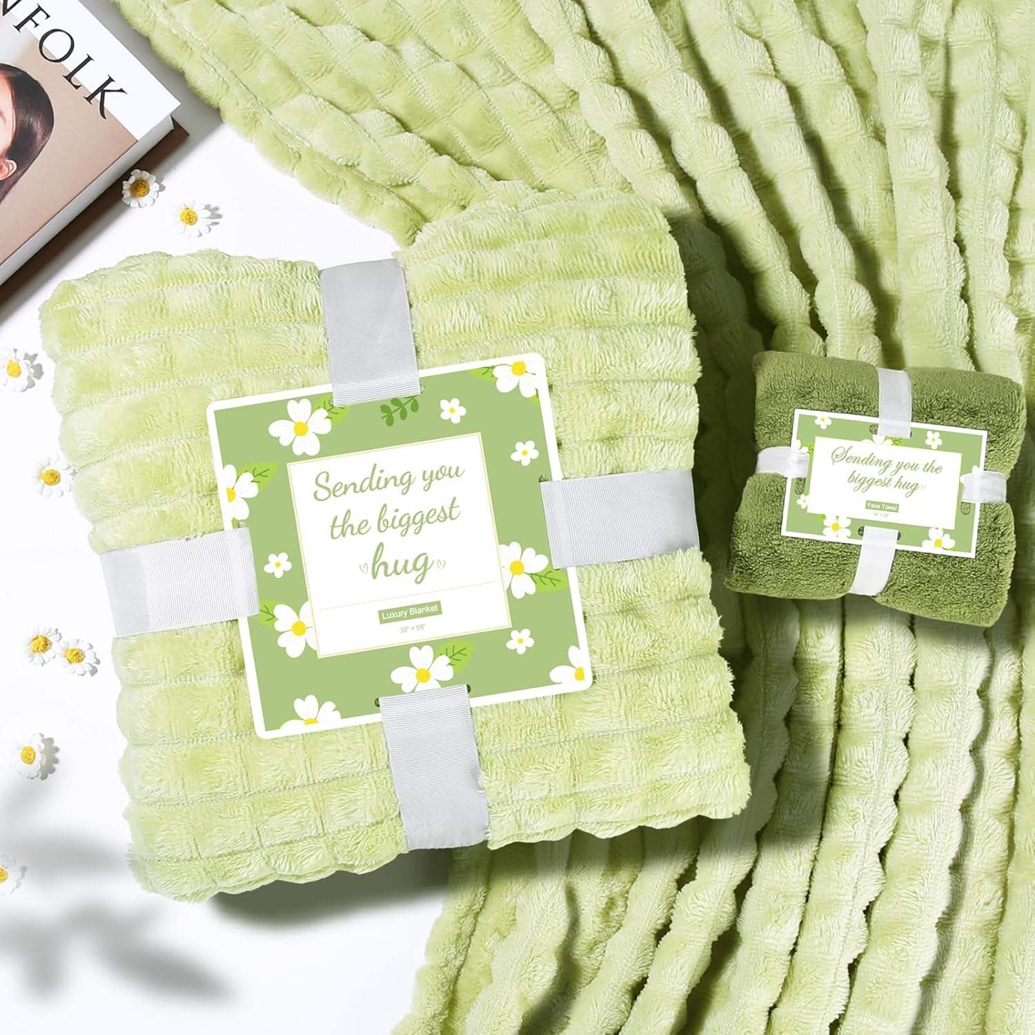 Mom Wife Sister Girlfriend Self Care Get Well Soon Relaxing Light Green Spa Birthday Gift Basket Set Classic Fashion Trend