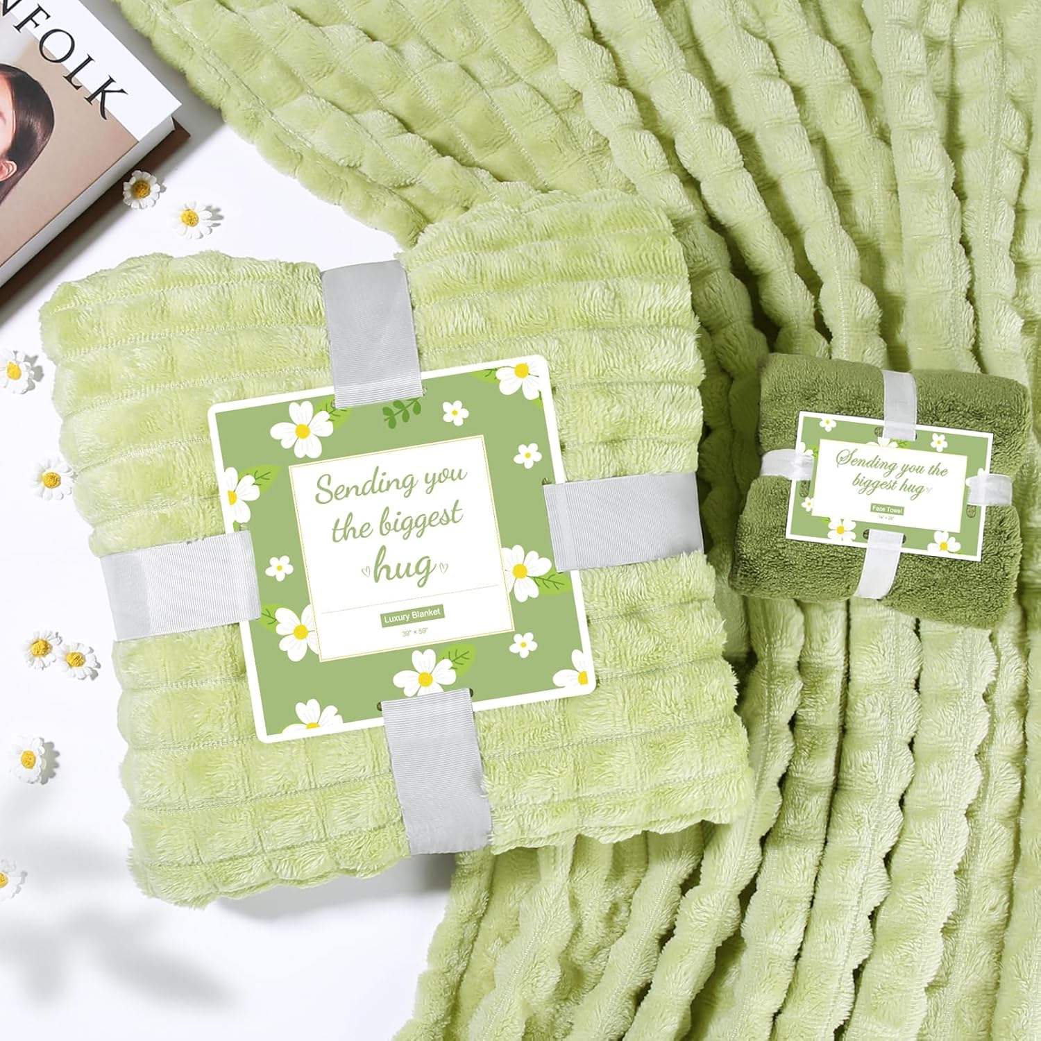 Mom Wife Sister Girlfriend Self Care Get Well Soon Relaxing Light Green Spa Birthday Gift Basket Set Classic Fashion Trend