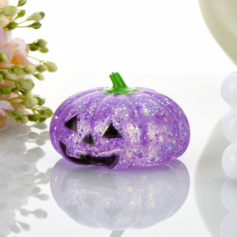 Halloween Pumpkin-Head Glitter Squishy – Slow-Rising Stress-Relief & Fidget Toy