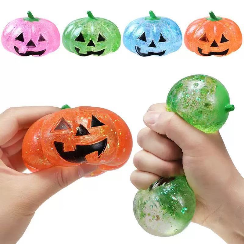 Halloween Pumpkin-Head Glitter Squishy – Slow-Rising Stress-Relief & Fidget Toy