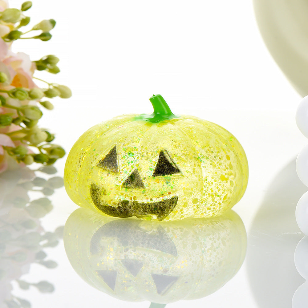 Halloween Pumpkin-Head Glitter Squishy – Slow-Rising Stress-Relief & Fidget Toy