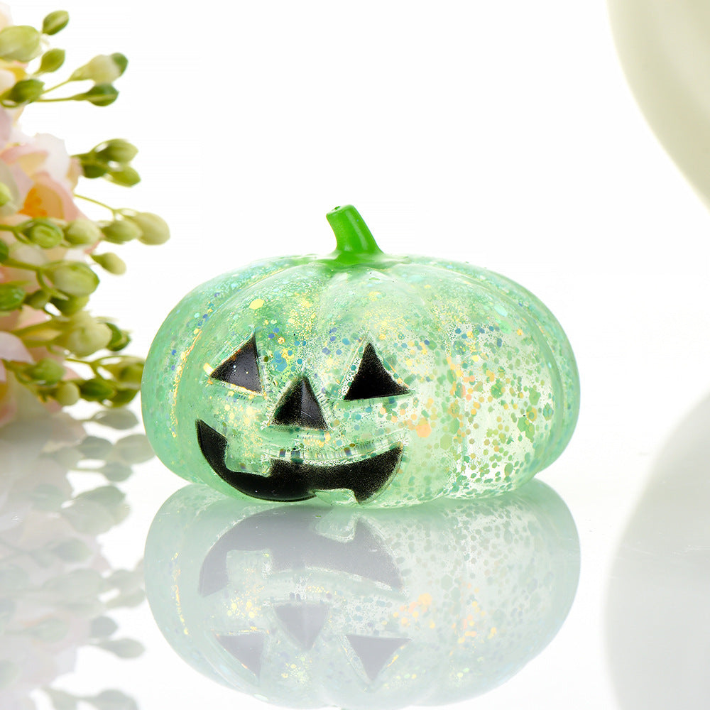 Halloween Pumpkin-Head Glitter Squishy – Slow-Rising Stress-Relief & Fidget Toy