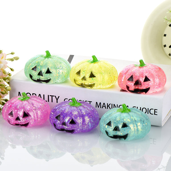 Halloween Pumpkin-Head Glitter Squishy – Slow-Rising Stress-Relief & Fidget Toy