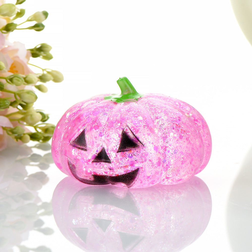 Halloween Pumpkin-Head Glitter Squishy – Slow-Rising Stress-Relief & Fidget Toy