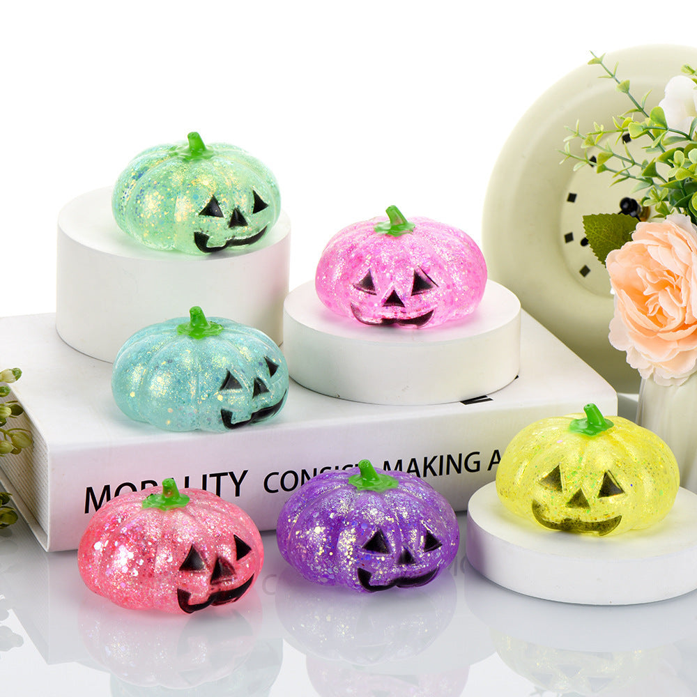 Halloween Pumpkin-Head Glitter Squishy – Slow-Rising Stress-Relief & Fidget Toy