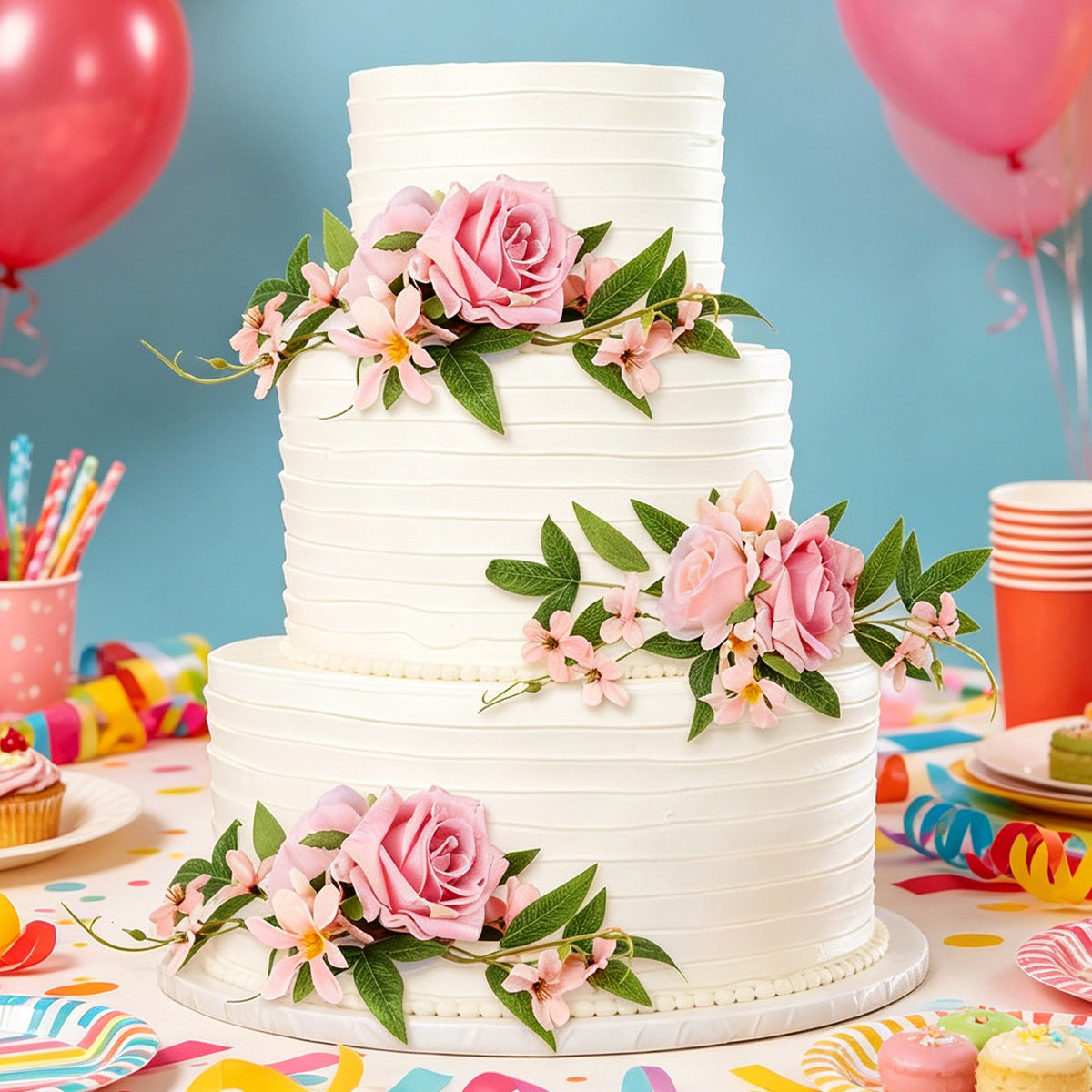 Handcrafted Artificial Flower Clusters for Cake Decoration, Wedding Styling, And Festive Table Centerpieces