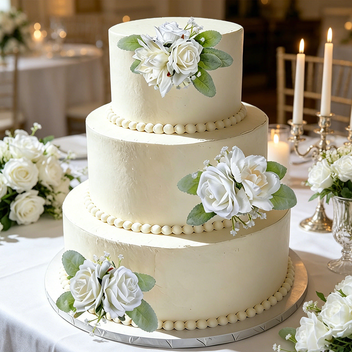 Handcrafted Artificial Flower Clusters for Cake Decoration, Wedding Styling, And Festive Table Centerpieces