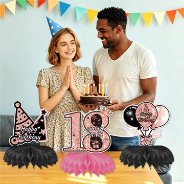 Happy 18th Birthday Honeycomb Oranment Pink Birthday Decorations