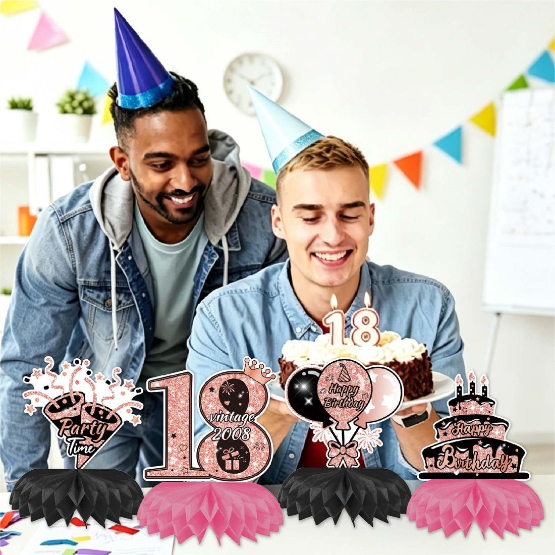 Happy 18th Birthday Honeycomb Oranment Pink Birthday Decorations